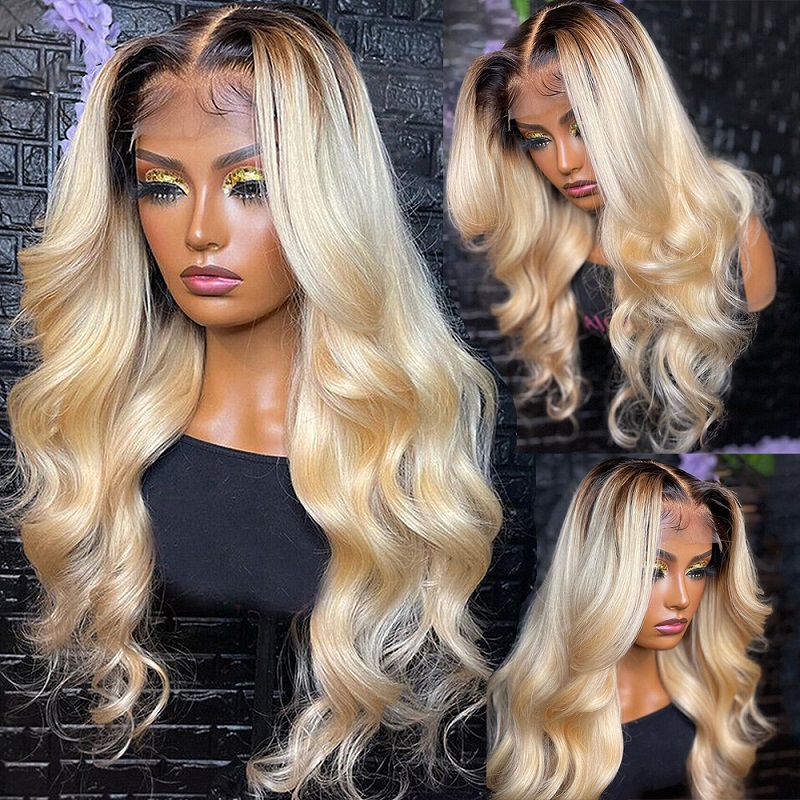 613 Blonde Body Wave Lace Front Wig - Wig Rambut Manusia Body Wave 1B