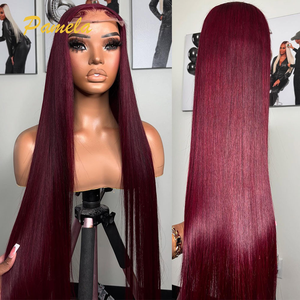 Lace Front Wigs - Wig Tanpa Lem Berwarna Merah Marun