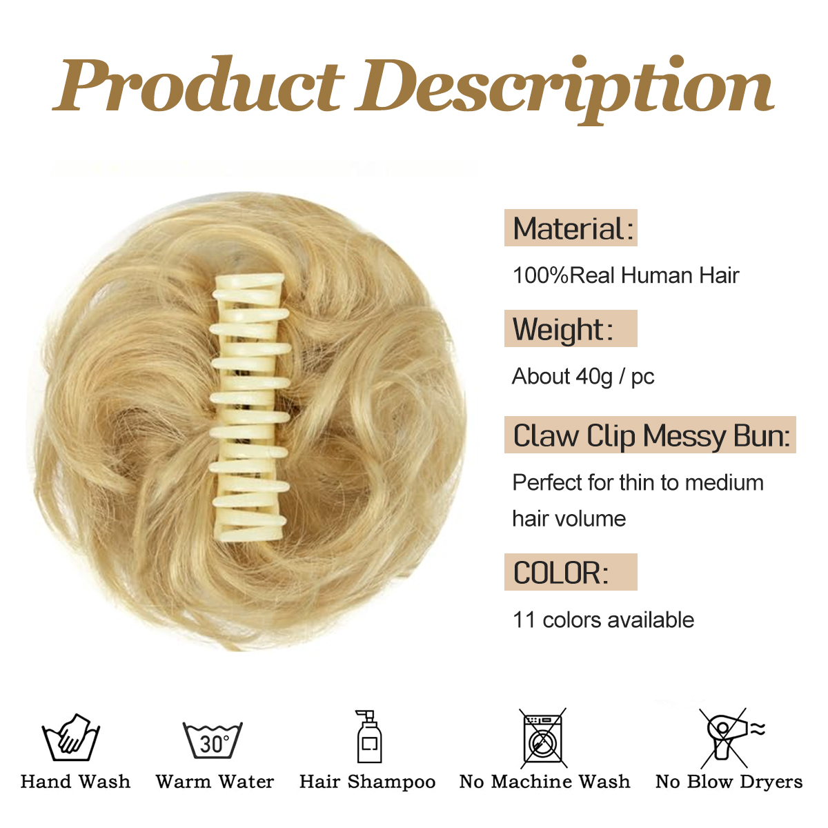 Klip Rambut Model Sanggul Bera - Claw Clip Messy Bun Hair Piece ulasan dan harga