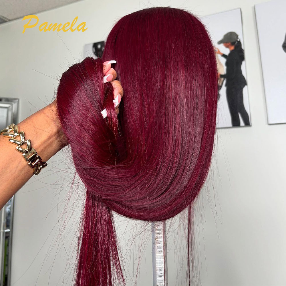 Wig Tanpa Lem Berwarna Merah M - Lace Front Wigs ulasan dan harga