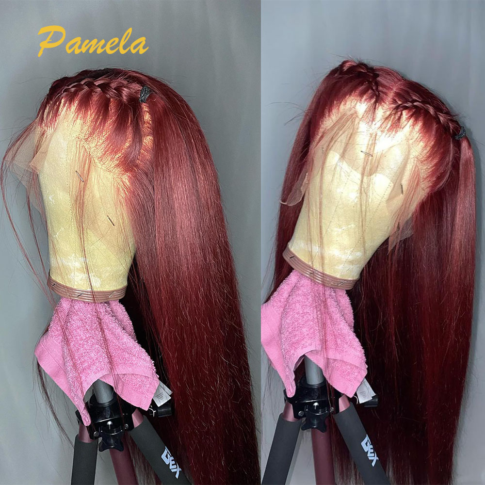Wig Tanpa Lem Berwarna Merah M - Lace Front Wigs ulasan dan harga