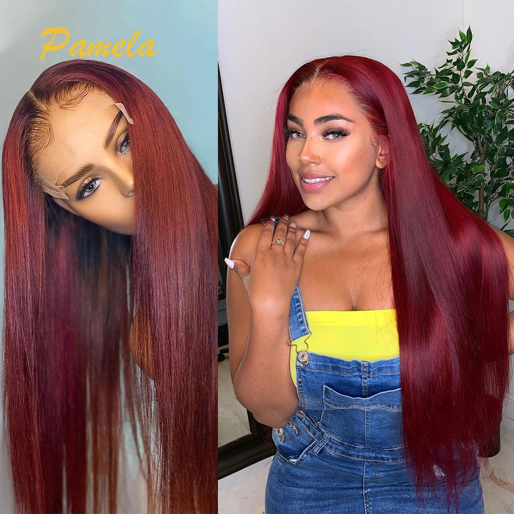 Wig Tanpa Lem Berwarna Merah M - Lace Front Wigs ulasan dan harga