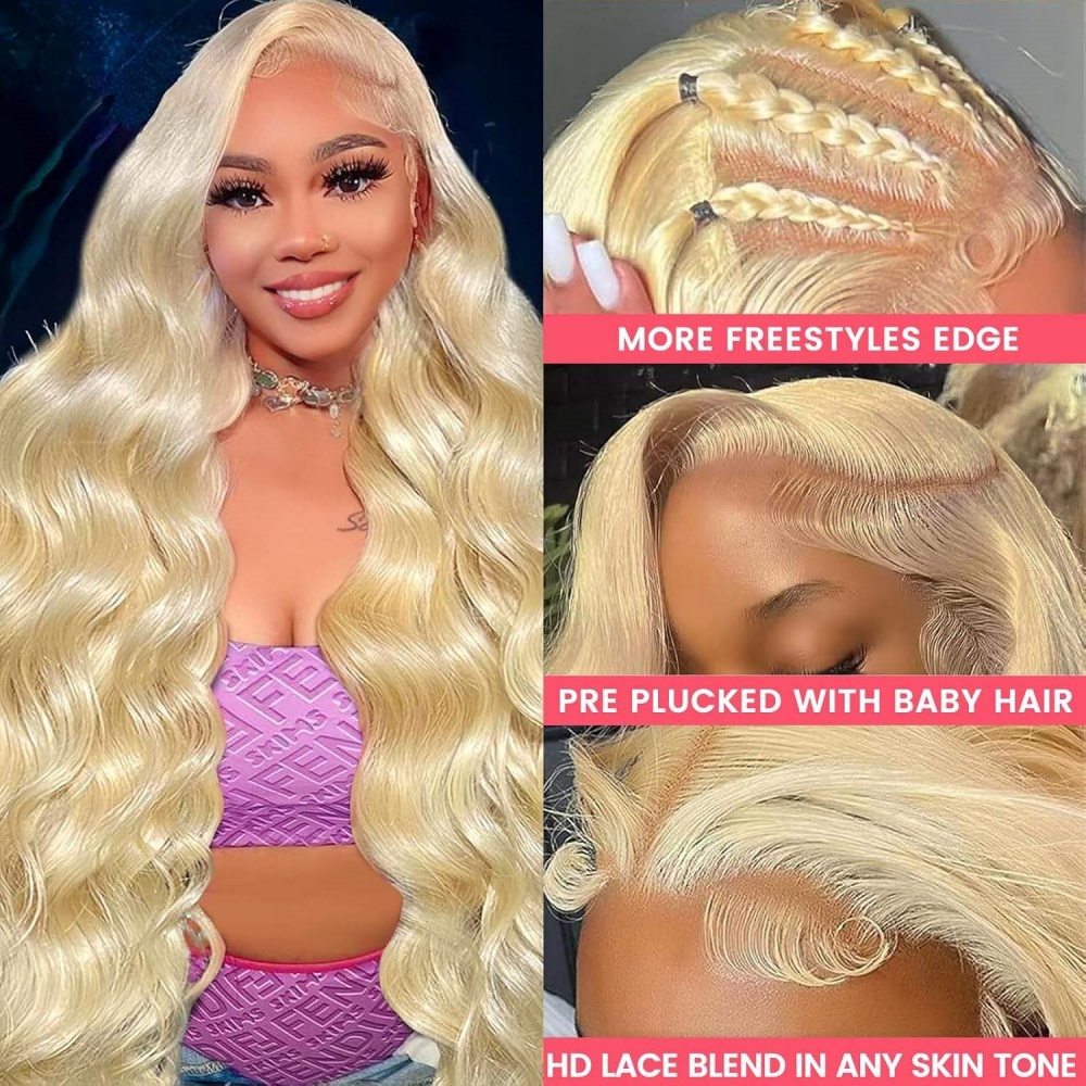 Wig Rambut Asli Blonde 613 den - 613 Blonde Body Wave Lace Front Wig ulasan dan harga