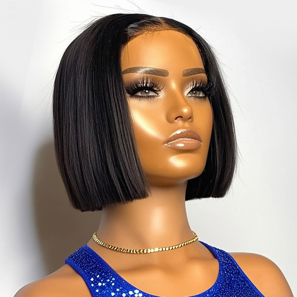 Wig Bob Pendek Lurus 250% Dens - Pre Parted 13X4 Lace Front Bob Wig ulasan dan harga