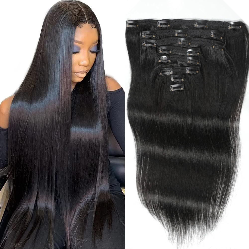 Ekstensi Rambut Lurus Model Je - Seamless Clip In Hair Extensions Human Hair ulasan dan harga