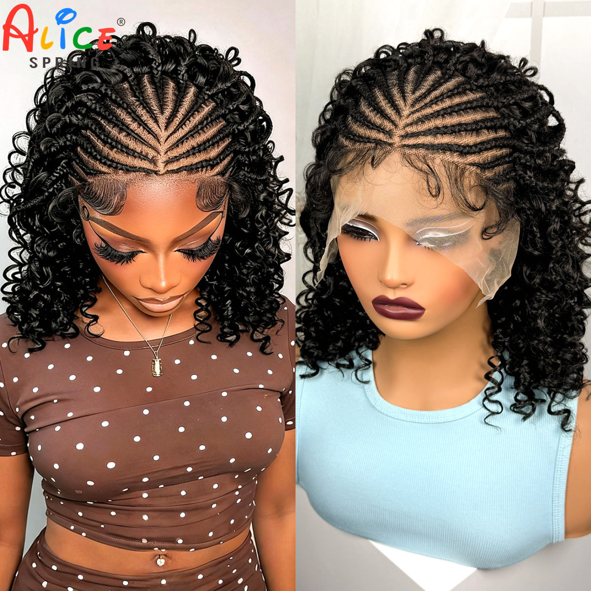 Wig kepang cornrow alami 16 in - Synthetic Braided Wigs For Black Women ulasan dan harga
